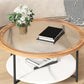 Round Coffee Table Glass Nesting Coffee Table Set with Shelf