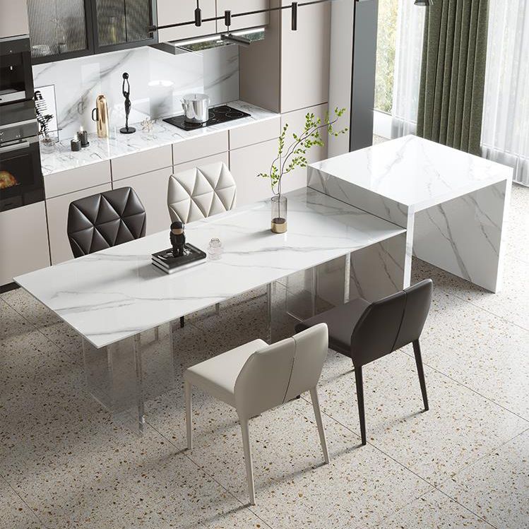 Moderner Stil Esstisch Sinterstein Rechtecktisch mit Acrylbasis