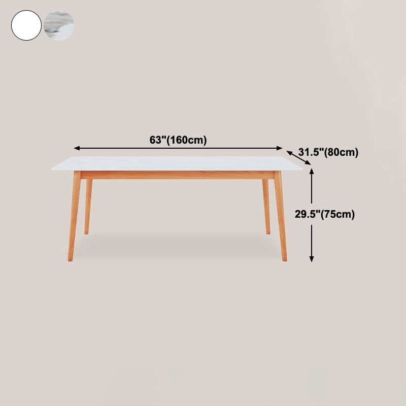 4つの木製の脚のあるモダンな長方形のダイニングテーブル焼結石上部テーブル