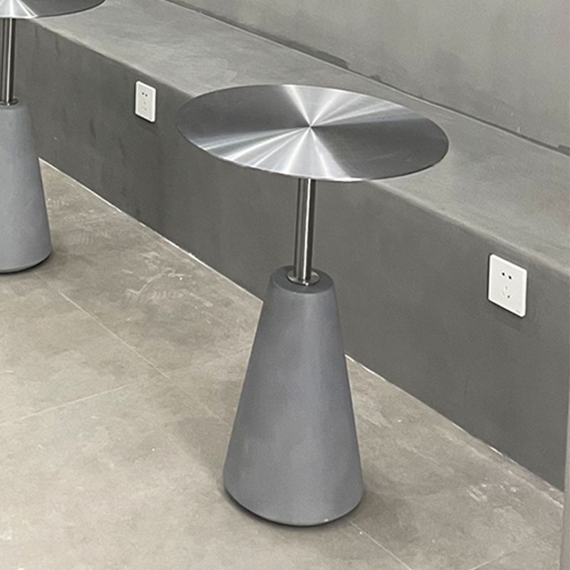 Pedestal 1 Single Coffee Table Mid-Century Modern Cocktail Table with Metal Top