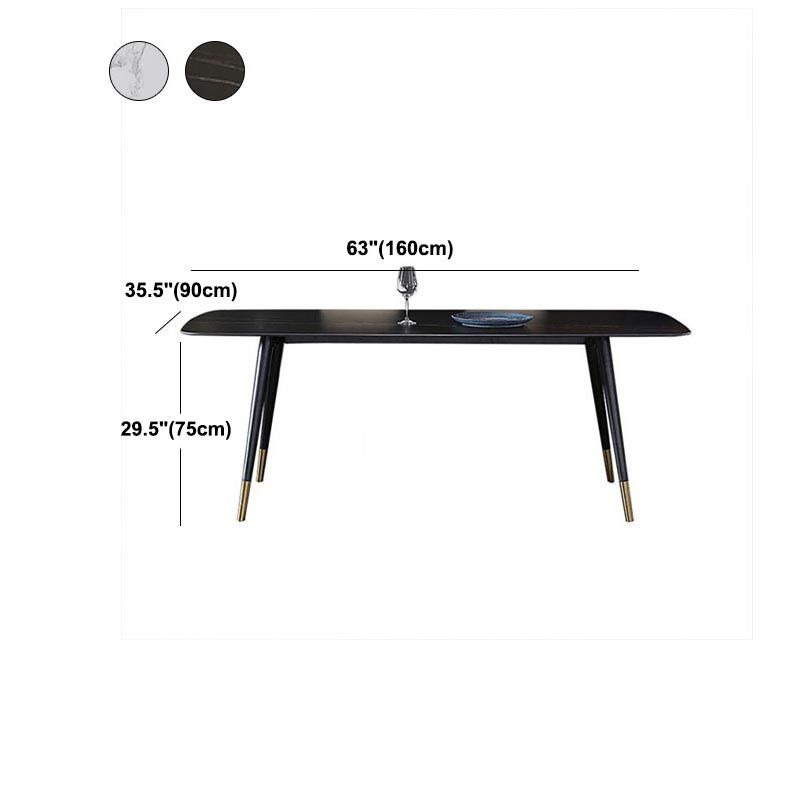 Contemporary Stone Dining Table Black Rectangle Dining Table with 4 Wood Legs Clearhalo 'Dining Tables & Seating' 'Dining Tables' 'dining_table' 'furn' 'furn_dining_table' 'Furniture' 'furniture_dining_table' 'Kitchen & Dining Furniture' 'kitchen' 'kitchen_dining_table' 1200x1200_dd4d1310-dfb3-421b-966d-47267374ba6a