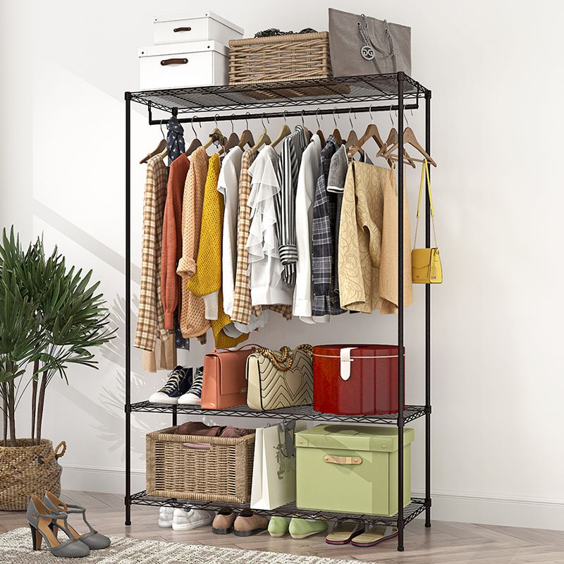 Black Contemporary Style Armoire Metal Steel Armoire for Bedroom Clearhalo 'Armoires & Wardrobes' 'armoires_wardrobes' 'Bedroom Furniture' 'furn' 'furn_armoires_wardrobes' 'Furniture' 1200x1200_dd51c81b-31a6-40c5-aa2b-61b8ff4e054f