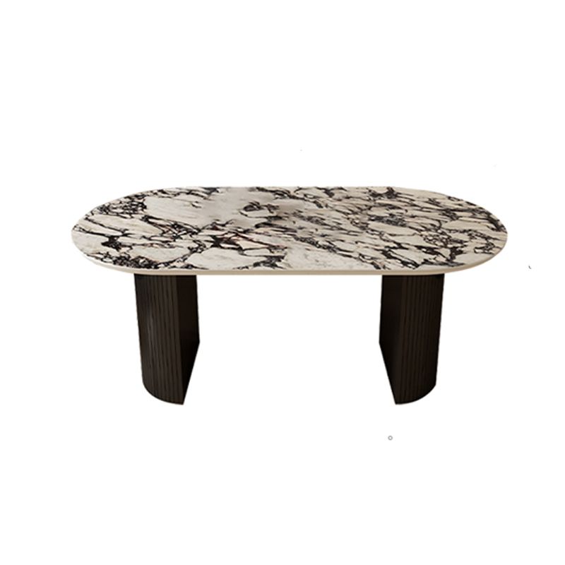 Oval Industrial Dinner Room Kitchen Table Double Pedestal Dining Table Clearhalo 'Dining Tables & Seating' 'Dining Tables' 'dining_table' 'furn' 'furn_dining_table' 'Furniture' 'Kitchen & Dining Furniture' 1200x1200_dd5329cc-60e8-47f0-a0bb-d54970664170