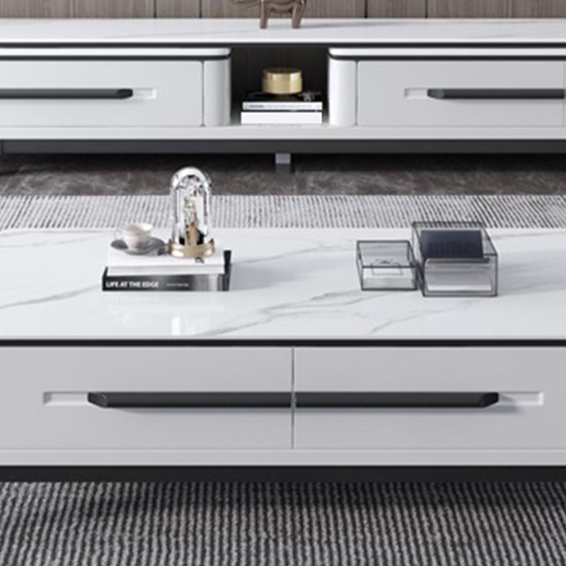 Leisteen koffie of eindtafel met opbergladen rechthoek 4 poten