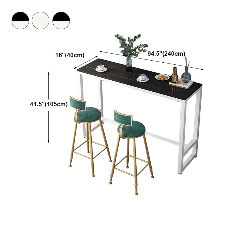 Modern Marble Table with Rectangle Table Top Black White Trestle Table-41.3" H Clearhalo 'Bar Furniture' 'Bar Tables' 'bar_tables' 'furn' 'furn_bar_tables' 'Furniture' 'furniture_bar_tables' 'Kitchen & Dining Furniture' 'kitchen&dining_furn' 'kitchen' 1200x1200_dd548023-4f7d-4b5f-8a48-7bcc97237b13
