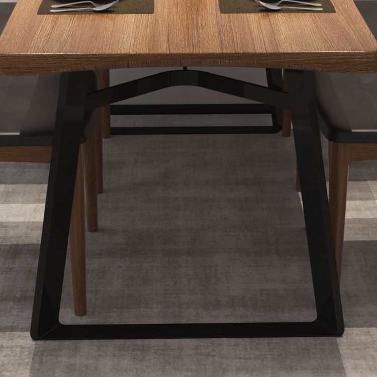 Metal Industrial Rectangle Dining Table Solid Wood Table with Sled Base Clearhalo ' dining_table' 'Dining Tables & Seating' 'Dining Tables' 'furn' 'furn_dining_table' 'Furniture' 'furniture_dining_table' 'Kitchen & Dining Furniture' 'kitchen&dining_furn' 'kitchen' 'kitchen_dining_table' 1200x1200_dd54e8fc-58f3-4de8-ace9-a5e14bab11cb
