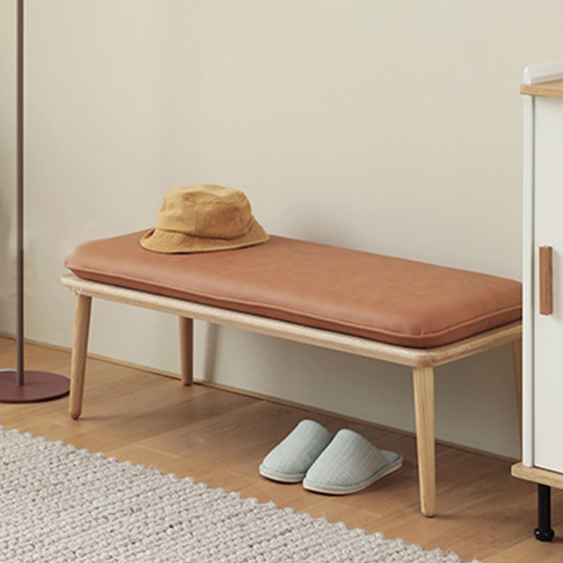 Modern Bench Wood Entryway Bench with Cushioned 39.37" L x 17.71" W x 14.96" H Clearhalo 'Benches' 'Chairs & Seating' 'furn' 'furn_benches' 'Furniture' 'Living Room Furniture' 1200x1200_dd558cd3-231c-4b41-a4fd-89651a8f29cd