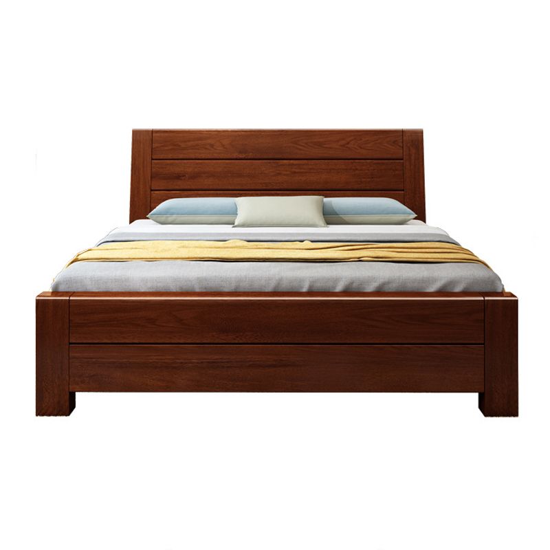 Mid-Century Modern Bed in Pine Wood with Sleigh Headboard Sleigh Bed