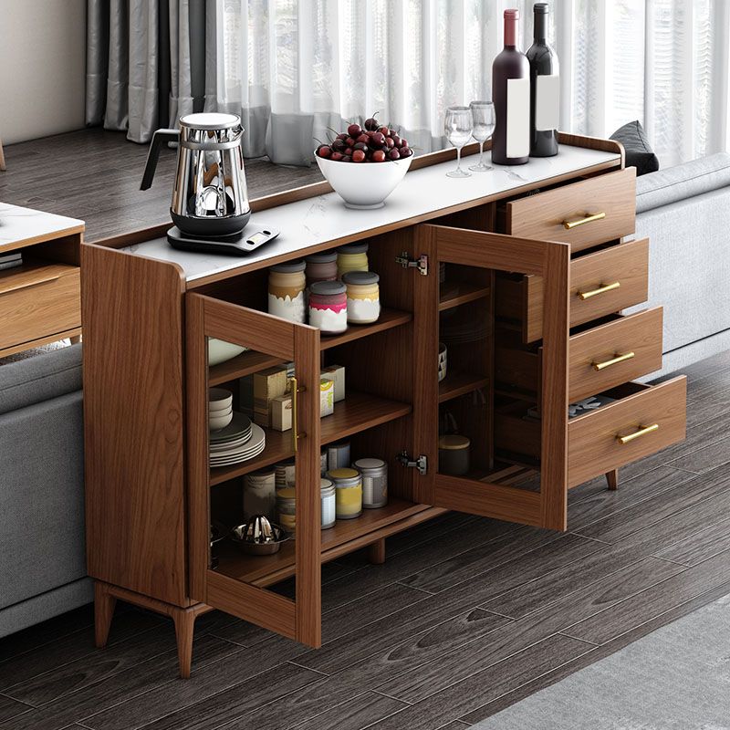 Zeitgenössischer Sideboard Brauner Holzrahmen Sideboard mit Tür und Schublade für Esszimmer