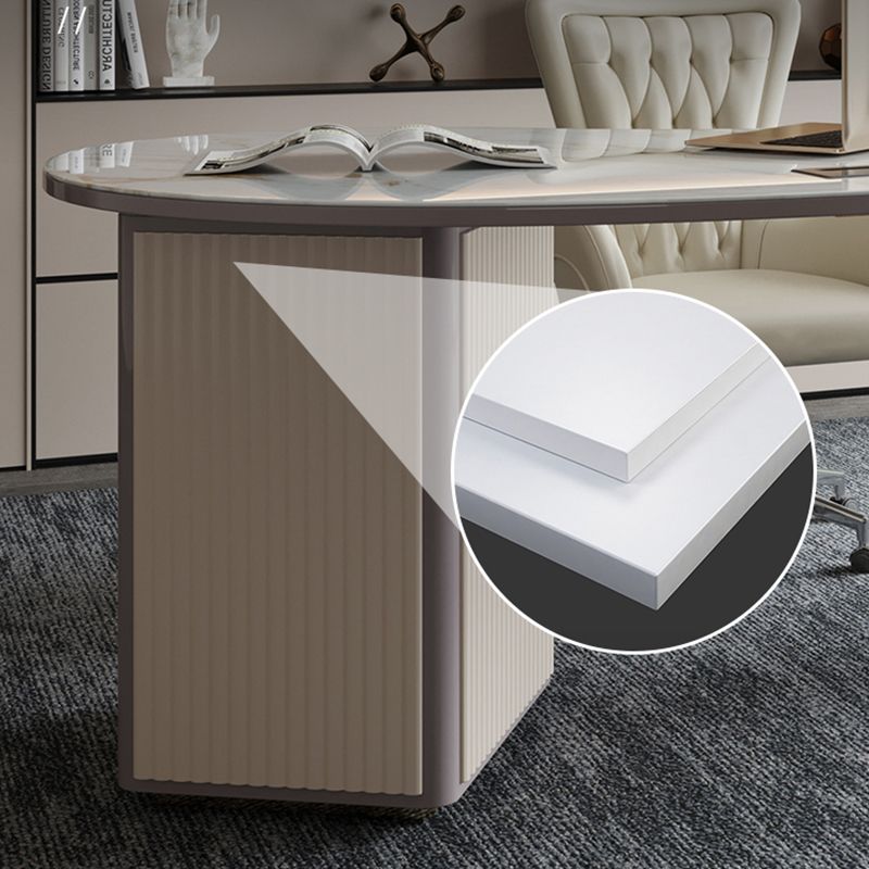 Home Glam Style Writing Desk Pedestal Office Desk with 3 Drawers Clearhalo 'furn' 'furn_office_desk' 'Furniture' 'Office Desks' 'Office Furniture' 'office_desk' 1200x1200_dd56c7e9-aa1a-4f2c-a3dd-c0cf96d1469b