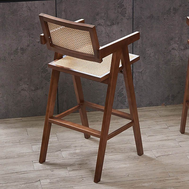 Contemporary 43.3-inch Armed Bar Stools with Solid Wood Base