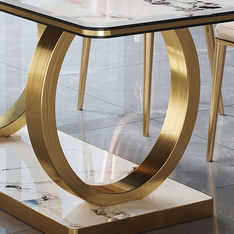 Rectangle Trestle Base Home Furniture Stainless Steel Dining Room Collection for Dining Room Clearhalo ' dining_table' 'Dining Tables & Seating' 'Dining Tables' 'furn' 'furn_dining_table' 'Furniture' 'furniture_dining_table' 'Kitchen & Dining Furniture' 'kitchen&dining_furn' 'kitchen' 'kitchen_dining_table' 1200x1200_dd598c8e-a3ec-4b61-92fd-3ff4b176284a