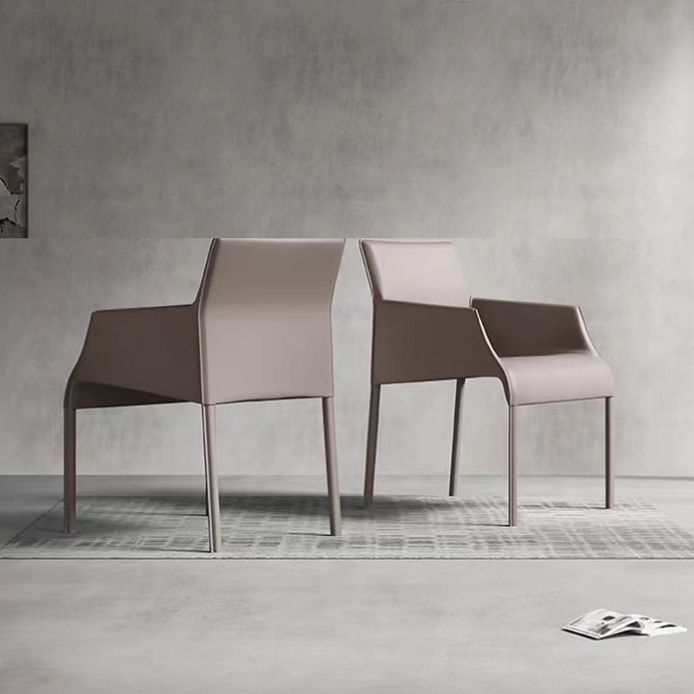 Dining Room Parsons Chair Indoor Faux Leather Upholstered Arm Chair