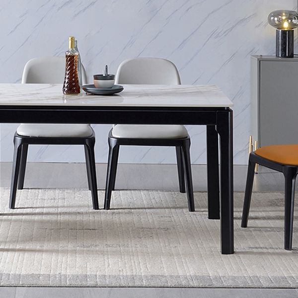 Contemporary Style Sintered Stone Dining Table 4 Legs Wood Base Rectangle Table for Home Clearhalo ' dining_table' 'Dining Tables & Seating' 'Dining Tables' 'furn' 'furn_dining_table' 'Furniture' 'furniture_dining_table' 'Kitchen & Dining Furniture' 'kitchen&dining_furn' 'kitchen' 'kitchen_dining_table' 1200x1200_dd5c31ee-5b5f-444e-9d61-a4f63e9c649b