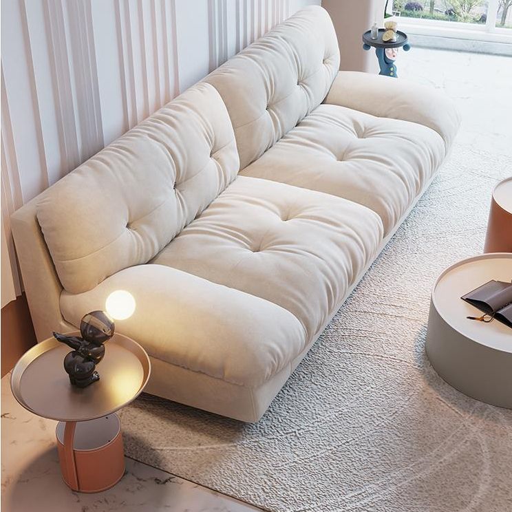 Sofá y chaise con mechones blancos modernos 29.92 "H Sofá de terciopelo sin brazo