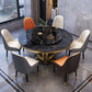 Faux Marble Dining Table Luxury Round Dining Site Table with Turntable
