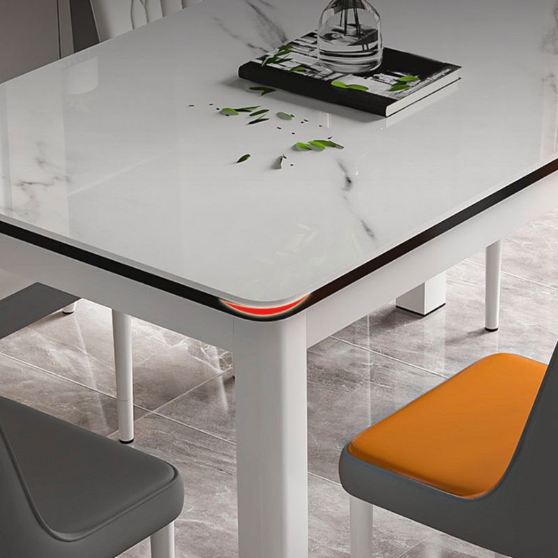Moderne glazen desktop rechthoekige eettafel metalen poten voor eetkamer