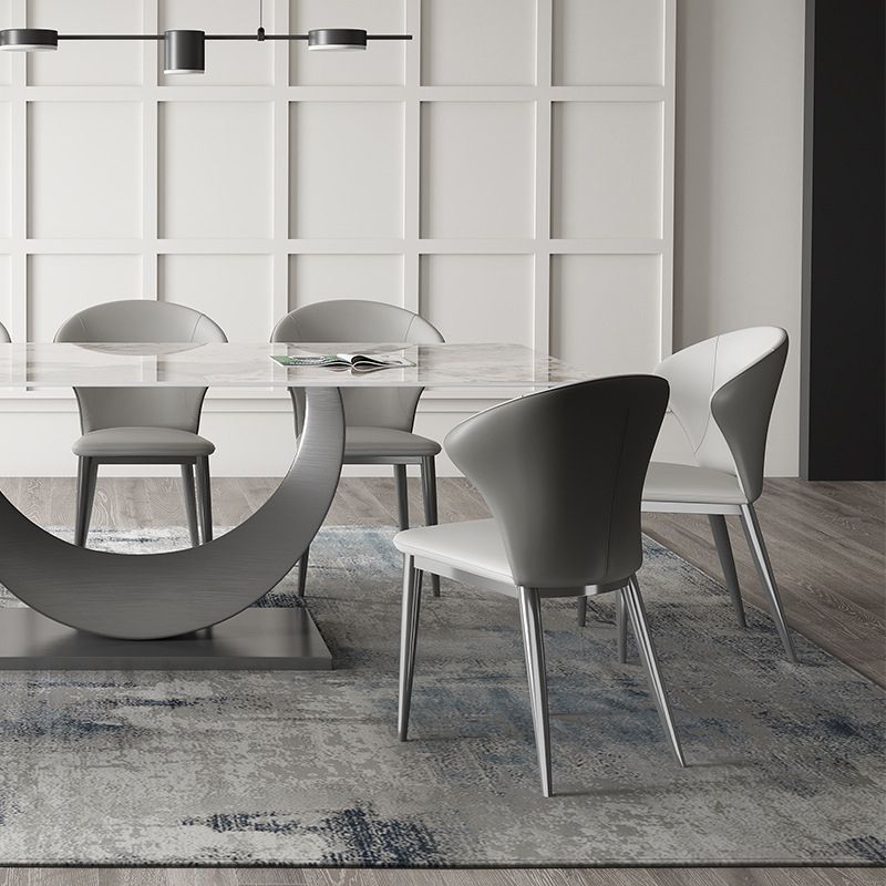 Küche zeitgenössischer Seitenstuhl graue Beine Wingback Essstuhl