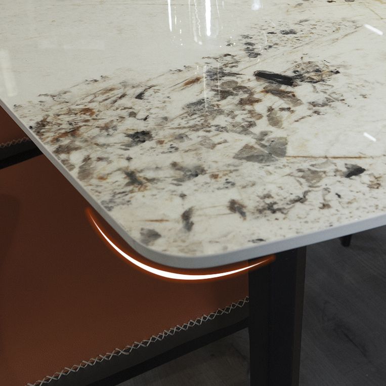 Modern Beige Sintered Stone Dining Table Rectangle Shape Dining Table with 4 Legs Base Clearhalo ' dining_table' 'Dining Tables & Seating' 'Dining Tables' 'furn' 'furn_dining_table' 'Furniture' 'furniture_dining_table' 'Kitchen & Dining Furniture' 'kitchen&dining_furn' 'kitchen' 'kitchen_dining_table' 1200x1200_dd5f3523-0f2d-4da9-9554-9aae8cb65ce8