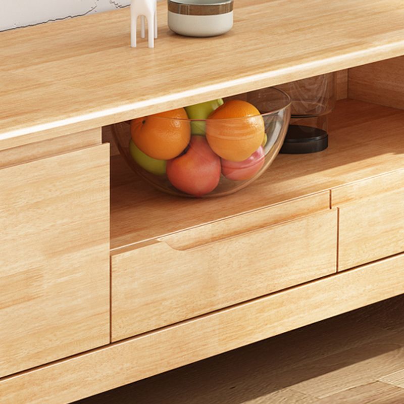 モダンなラバウッドテレビコンソールキャビネット付きオープンストレージテレビスタンド、20 "h x 16" w