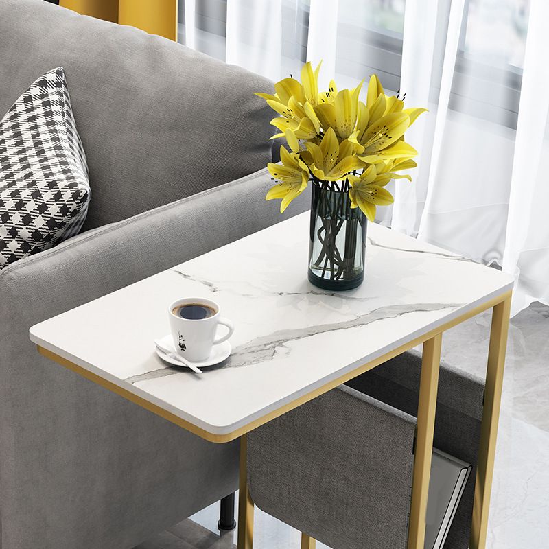 24,4 "hoher Ironcraft C Bodentisch Rechteckig Faux Marmor Top End Table mit Lagerung