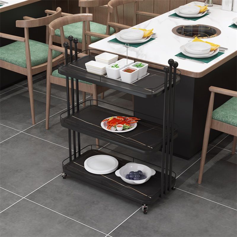 Dining Room Rolling Prep Table Stone Open Storage Prep Table