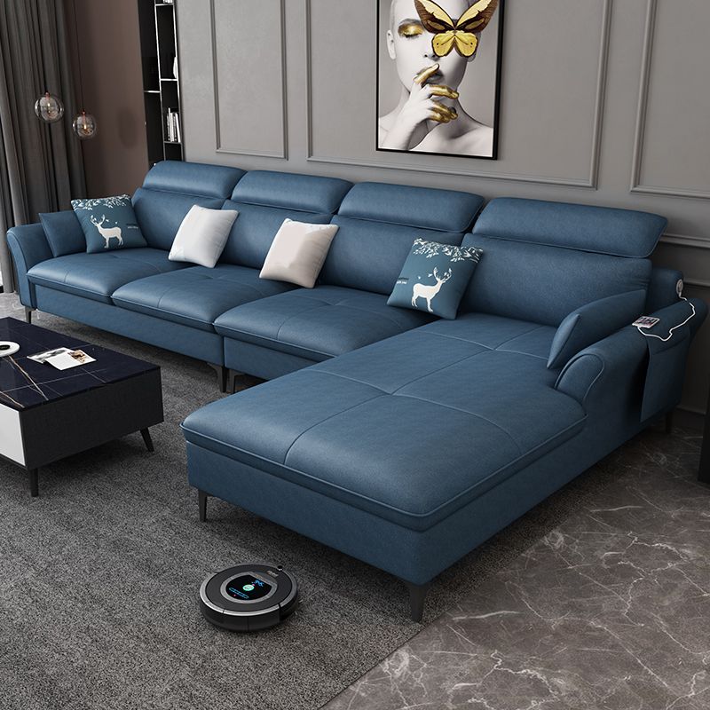Fabric Pillow Top Arm Sectional 35.43"High High Back Sofa with Storage Clearhalo 'furn' 'furn_sectionals' 'Furniture' 'furniture_sectionals' 'kitchen' 'kitchen_sectionals' 'Living Room Furniture' 'Sectionals' 1200x1200_dd644c9f-9118-4ab3-958d-258ebdf7913d