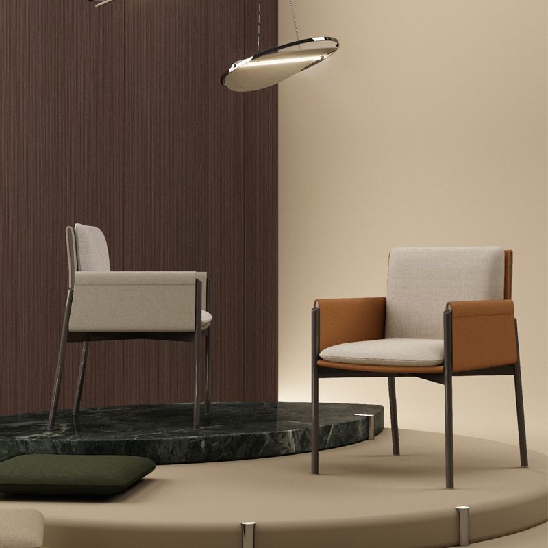 Sedia per sala da pranzo in lino in stile moderno sedia in metallo per uso domestico per uso domestico