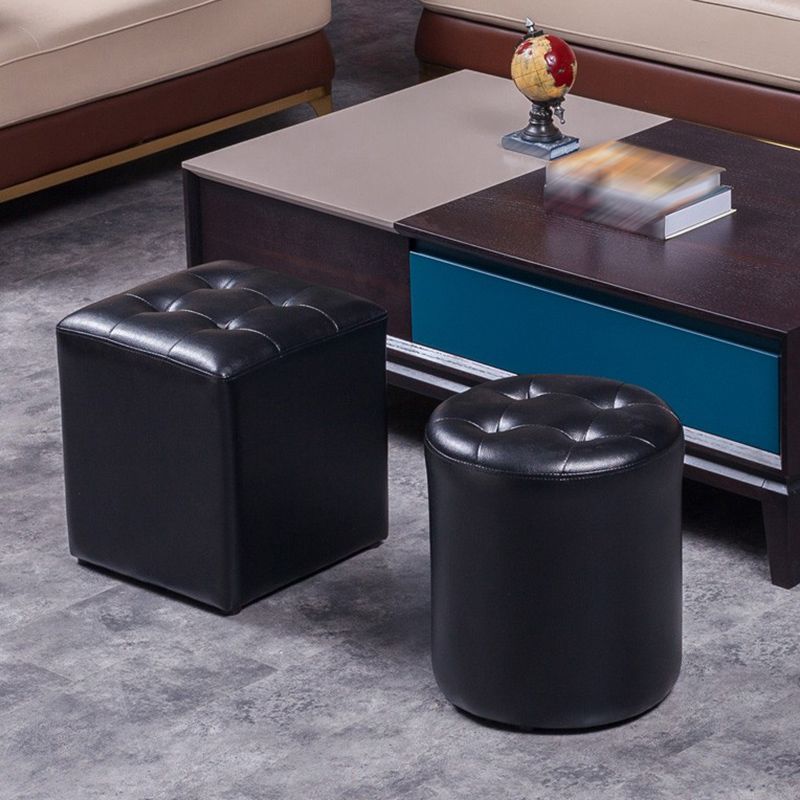 Modern Pouf Ottoman Genuine Leather Tufted Upholstered Solid Color Ottoman Clearhalo 'furn' 'furn_ottomans_poufs' 'Furniture' 'Living Room Furniture' 'Ottomans & Poufs' 'ottomans_poufs' 1200x1200_dd6c80d1-36a2-48a0-ace9-287ebbe2a116