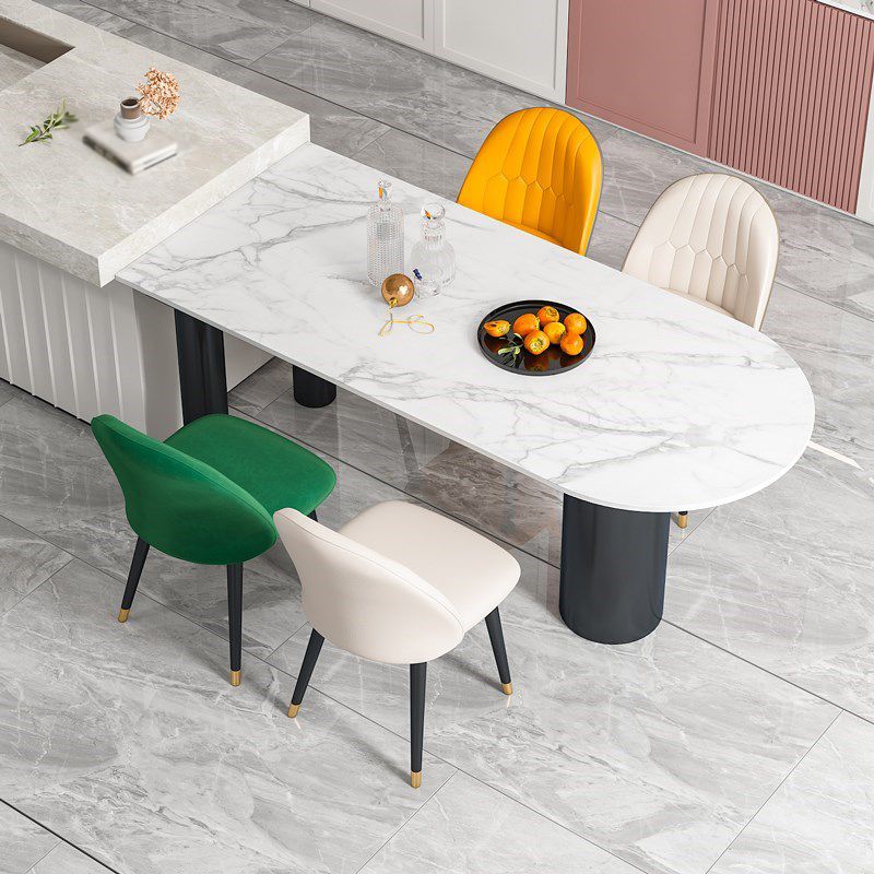 Sintered Stone White Tone Dining Table Simplicity 3 Legs Table for Dining Room Clearhalo ' dining_table' 'Dining Tables & Seating' 'Dining Tables' 'furn' 'furn_dining_table' 'Furniture' 'furniture_dining_table' 'Kitchen & Dining Furniture' 'kitchen&dining_furn' 'kitchen' 'kitchen_dining_table' 1200x1200_dd6cea49-38b6-43a0-8886-08306703c749