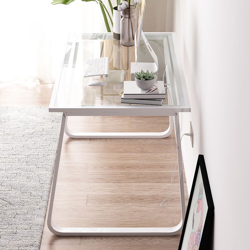 Modern 28.54" Tall Office Desk Glass Top Rectangular Writing Desk Clearhalo 'furn' 'furn_office_desk' 'Furniture' 'Office Desks' 'Office Furniture' 'office_desk' 1200x1200_dd714fc4-d461-458b-b08b-3812af02de58