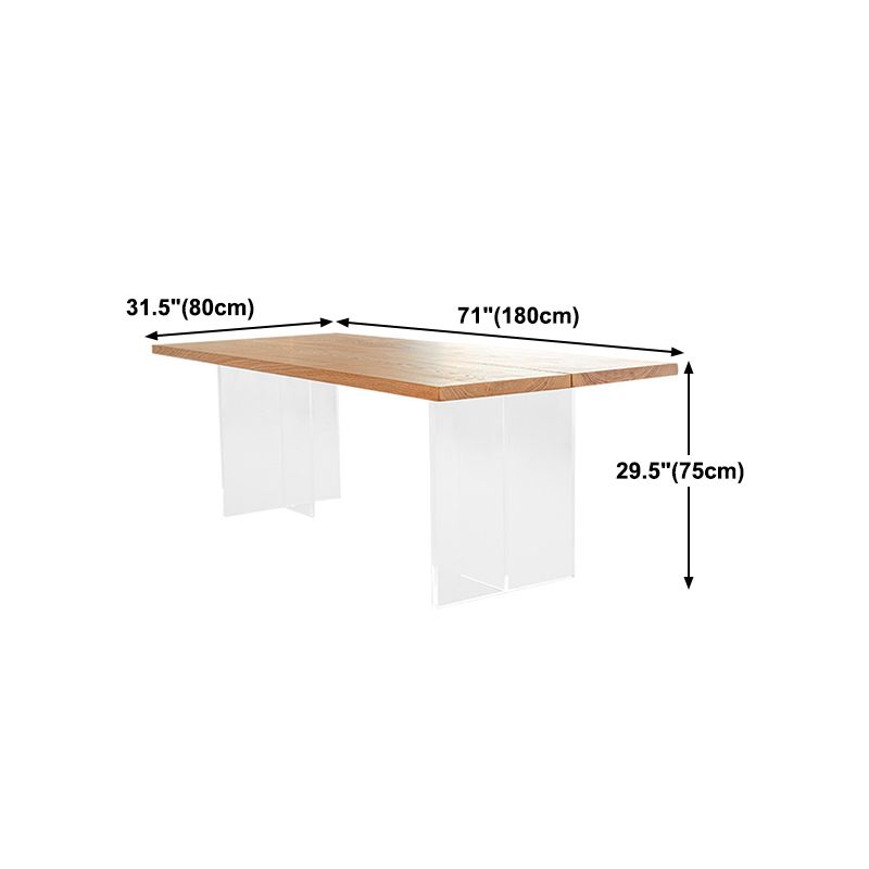 Natural Solid Wood Dining Table Modern Restaurant Furniture with Acrylic Double Pedestal Clearhalo 'Dining Tables & Seating' 'Dining Tables' 'dining_table' 'furn' 'furn_dining_table' 'Furniture' 'Kitchen & Dining Furniture' 1200x1200_dd724935-97bf-4d9e-b93b-528779a5db90