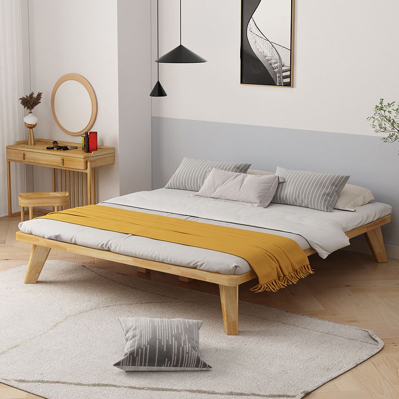 Natural Upholstered Wooden Bed Frame Nordic 13.39" H Platform Bed