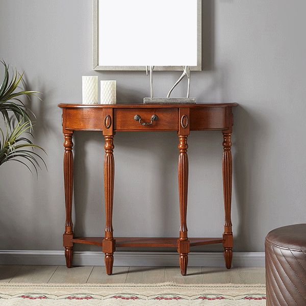 Wooden Console Table Mid Century Modern Accent Table for Hall , 10.5 inch Wide