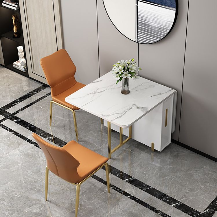 51.2''L Contemporary Sintered Stone Dining Table Folding White Dining Table for Kitchen Clearhalo ' dining_table' 'Dining Tables & Seating' 'Dining Tables' 'furn' 'furn_dining_table' 'Furniture' 'furniture_dining_table' 'Kitchen & Dining Furniture' 'kitchen&dining_furn' 'kitchen' 'kitchen_dining_table' 1200x1200_dd73ed3e-acf1-49f4-b410-c0586d30771e