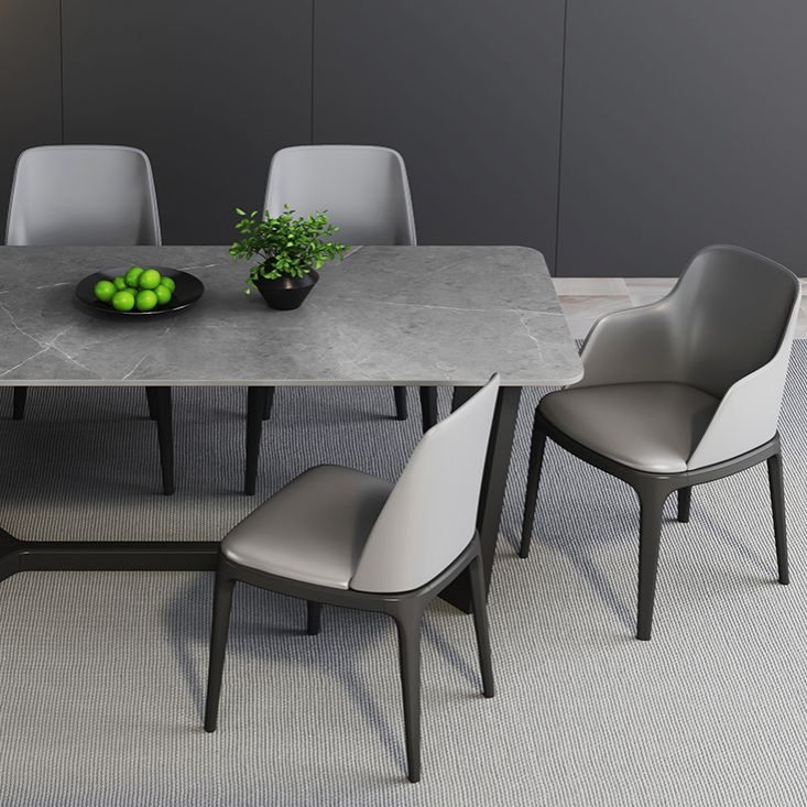 Modern 1/2/5/6/7 Pieces Dining Set Sintered Stone Dining Table with Leather Chairs Clearhalo 'Dining Room Sets' 'Dining Tables & Seating' 'dining_room_set' 'furn' 'furn_dining_room_set' 'Furniture' 'furniture_dining_room_set' 'Kitchen & Dining Furniture' 'kitchen&dining_furn' 'kitchen' 1200x1200_dd785ae9-67c4-41df-b44a-aa2e41628b14
