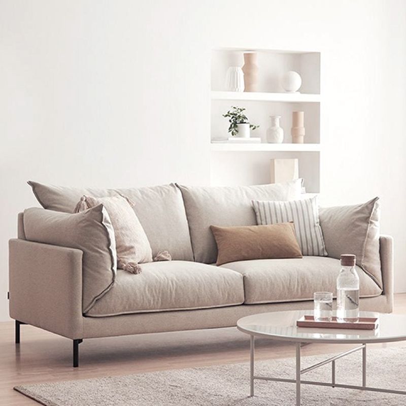 Modern Linen Square Arm Sofa with Bolster Pillows for Living Room, Apartment Clearhalo 'furn' 'furn_sofas' 'Furniture' 'furniture_sofas' 'kitchen' 'kitchen_sofas' 'Living Room Furniture' 'Sofa' 'sofas' 1200x1200_dd786d6b-86d2-40c4-a1d0-54e0e313507c