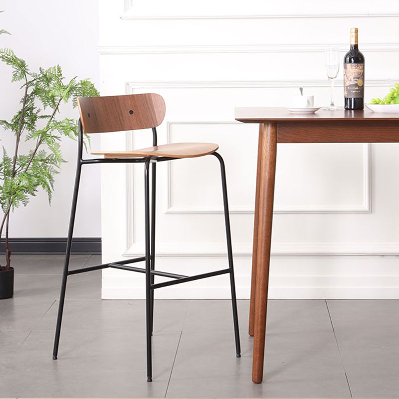 Industrial Iron Simple Barstool Restaurant Tall Stool with Wood Seat, 1 Piece Clearhalo 'Bar Furniture' 'Bar Stools' 'bar_stools' 'furn' 'furn_bar_stools' 'furniture_bar_stools' 'Kitchen & Dining Furniture' 'kitchen&dining_furn' 'kitchen' 'kitchen_furn' Furniture' 1200x1200_dd79192c-0bf6-4755-9c59-a86b6d2813ed