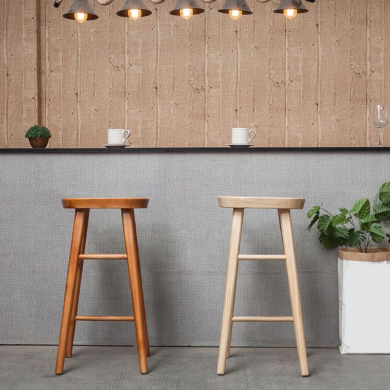 Industrial Solid Wood Counter Stool Saddle Seat Backless Bar Stool Clearhalo 'Bar Furniture' 'Bar Stools' 'bar_stools' 'furn' 'furn_bar_stools' 'Furniture' 'Kitchen & Dining Furniture' 1200x1200_dd79433a-3e24-4b37-beb3-ce23d0075e1e