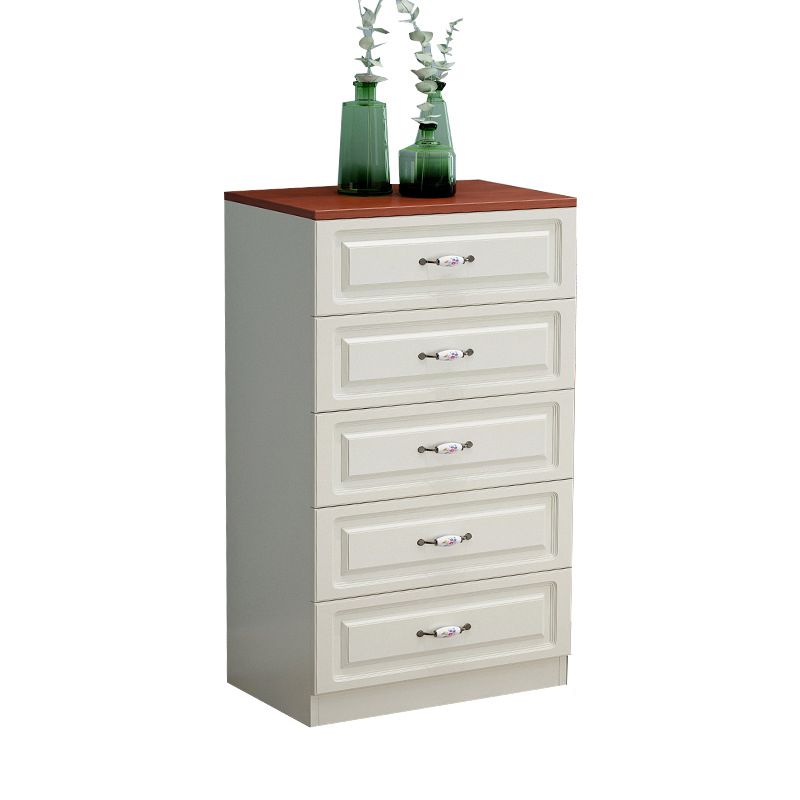 White Modern Accent Chest with Drawers 15.74" Wide Side Cabinet