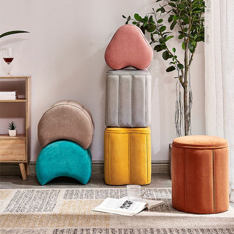 Solid Color Fabric Standard Stool Modern Simple Moon Upholstered Footstool Clearhalo 'furn' 'furn_ottomans_poufs' 'Furniture' 'Living Room Furniture' 'Ottomans & Poufs' 'ottomans_poufs' 1200x1200_dd7b2333-bd7f-49f6-9140-67a70415aeef
