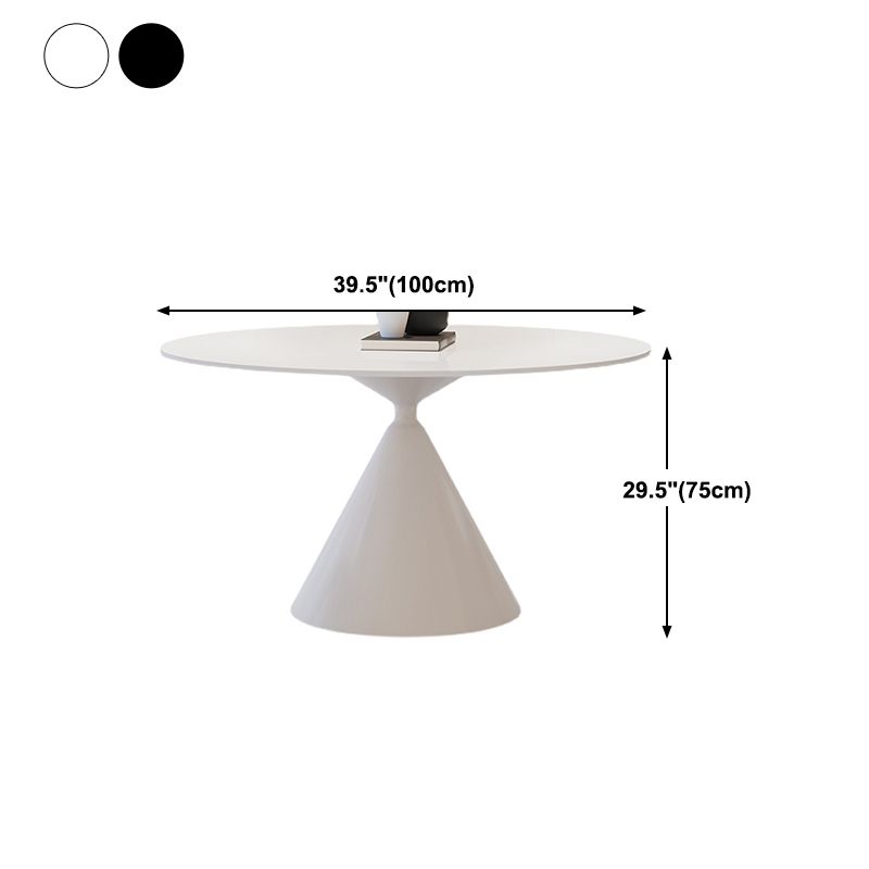 Ronde eettafel stenen eettafel in zwart en wit met voetstuk