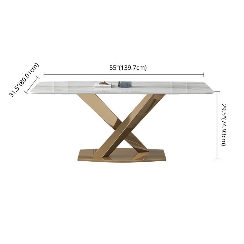 Modern Sintered Stone White Dining Set with Rectangle Table and Gold Legs Formal Dining Set Clearhalo 'Dining Room Sets' 'Dining Tables & Seating' 'dining_room_set' 'furn' 'furn_dining_room_set' 'Furniture' 'furniture_dining_room_set' 'Kitchen & Dining Furniture' 'kitchen&dining_furn' 'kitchen' 1200x1200_dd80a215-aad5-4ba8-904a-0015ea9f5bbc