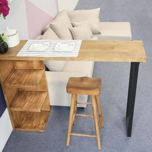 Massief houten cocktailbartafel Industriële bistrobartafel met opbergruimte