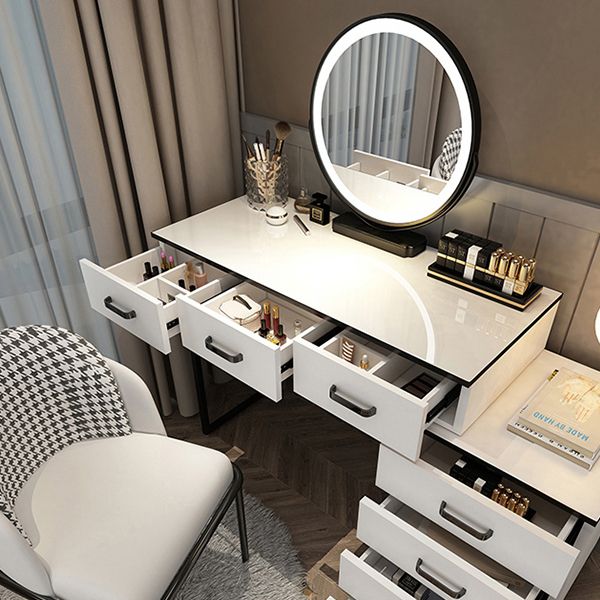 Modern Dressing Table Bedroom Stone Lighted Mirror Make-up Vanity Clearhalo 'Bedroom Furniture' 'furn' 'furn_makeup_vanities' 'Furniture' 'Makeup Vanities' 'makeup_vanities' 1200x1200_dd88f840-1b0e-407b-b32c-4d8919eec82a