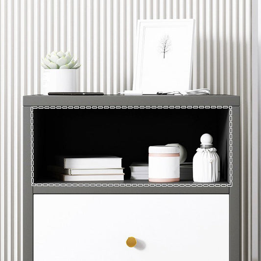 2 cajones Moda de noche moderna de mesa de almacenamiento abierta con 1 estante, 22.8 "de alto