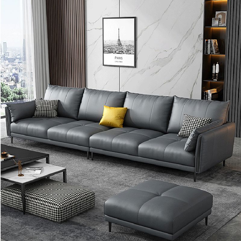 36" High Modern Faux Leather Square Arm Standard Sofa with Bolster Pillows for Living Room Clearhalo 'furn' 'furn_sofas' 'Furniture' 'furniture_sofas' 'Living Room Furniture' 'Sofa' 'sofas' 1200x1200_dd8c2f3b-31a9-4bd0-9d02-9ce33490eb49