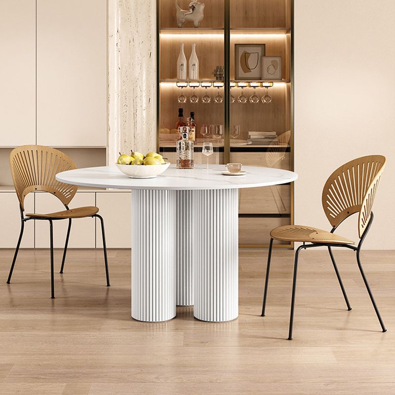 Round Standard Height Dining Table Modern White Wood Dining Site Table Clearhalo 'Dining Tables & Seating' 'Dining Tables' 'dining_table' 'furn' 'furn_dining_table' 'Furniture' 'furniture_dining_table' 'Kitchen & Dining Furniture' 'kitchen' 'kitchen_dining_table' 1200x1200_dd8dc2fa-50fd-4f2e-ba27-2b1afea7772a