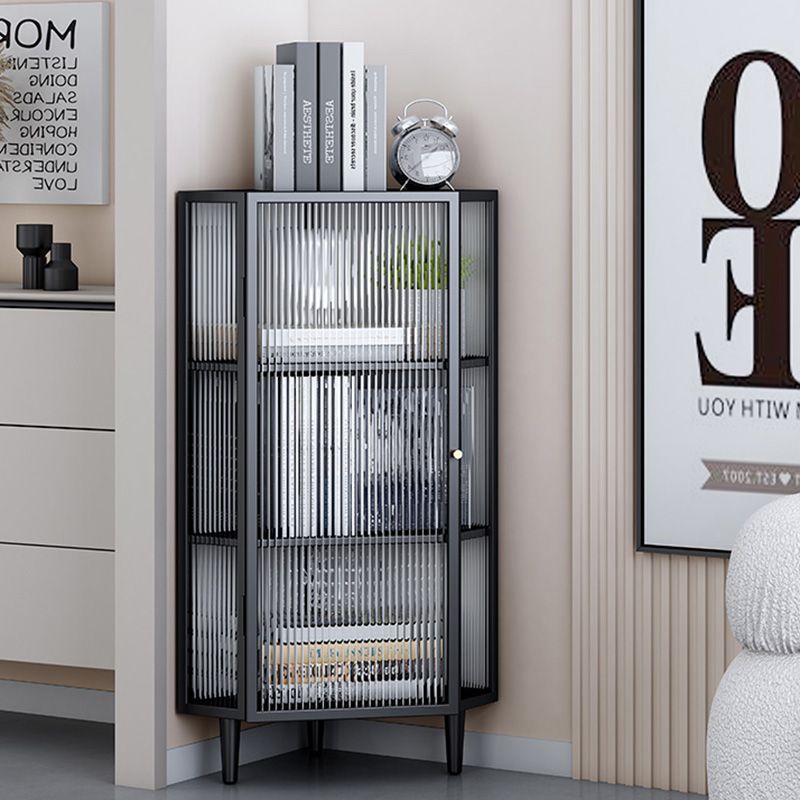 Contemporary Storage Sideboard Metal Dining Sideboard with Glass Door Clearhalo 'buffet_sideboard' 'Buffets & Sideboards' 'furn' 'furn_buffet_sideboard' 'Furniture' 'Kitchen & Dining Furniture' 1200x1200_dd8e1fd8-187a-4a84-8ad2-005dd18597c7