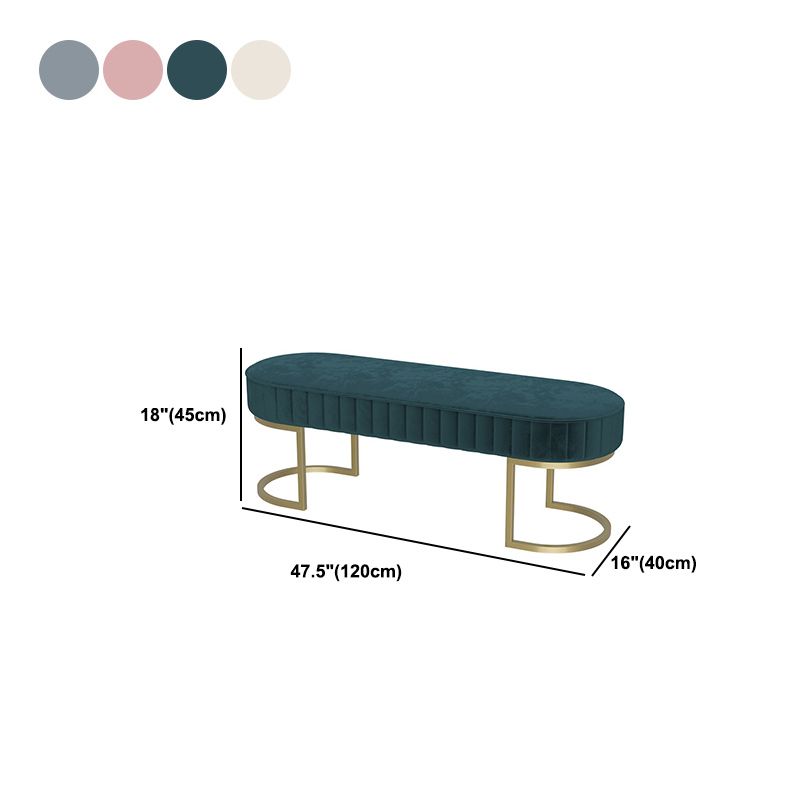 Modern Velvet Foam Bench Oval Solid Color Bench with Legs for Bedroom Clearhalo 'Benches' 'Chairs & Seating' 'furn' 'furn_benches' 'Furniture' 'Living Room Furniture' 1200x1200_dd8e61c9-d31d-4e31-b6ac-2f56a15ece78